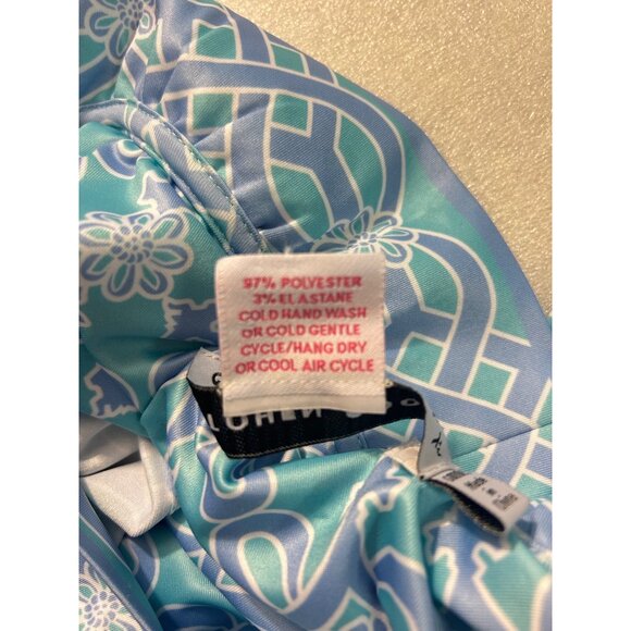 Gretchen Scott Jersey Ruffneck Dress XS Piazza Blue Print 3/4 Sleeve Large XL - Picture 5 of 5